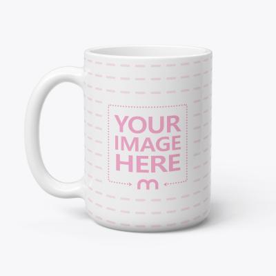 15oz White Ceramic Mug Mockup in White Isolated Background