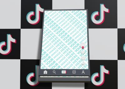 3D TikTok Mockup with Logos in the Background