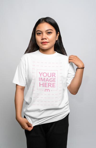 T-Shirt Mockup Generator Template With a Young Woman