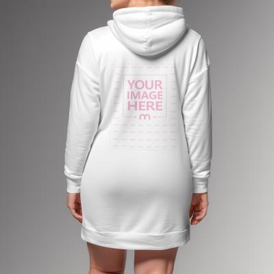 Backside of Hoodie Dress Mockup Generator Featuring Model