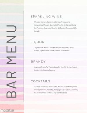 Bar Menu Design Template With Colorful Details