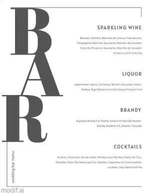 Bar Menu Design Template With Dark Text