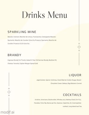 Bar Menu Design Template With Yellow Background