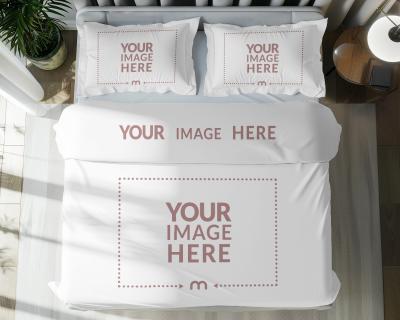 Bed Sheets and Pillow Cover Mockup Top View