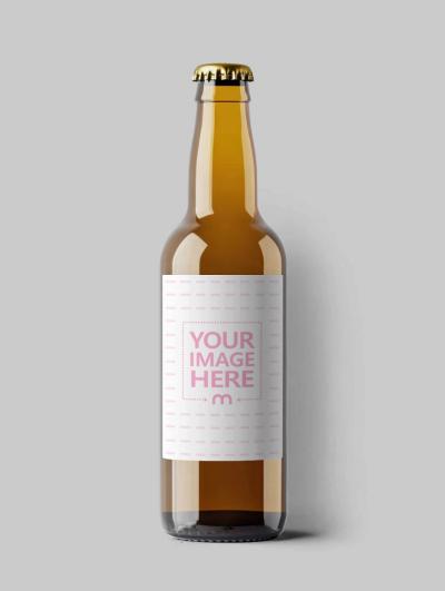 Beer Bottle Label Mockup Generator Top View Isolated View