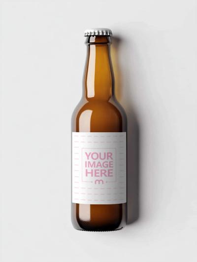 Beer Bottle Label Mockup in Isolated Background