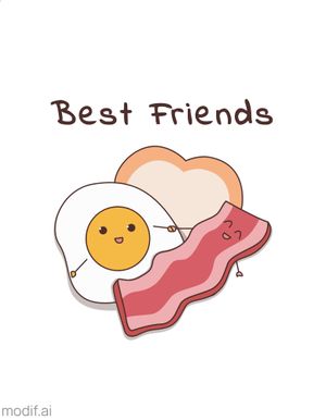 Best Friends Couple T-Shirt Design Template With Bacon and Eggs