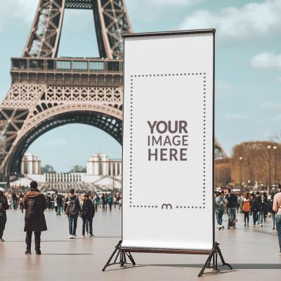 Billboard and Advertising Banner Mockup with Eiffel Tower Background