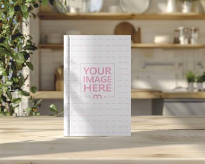 Shadowy Book Cover Mockup Generator on Wooden Table