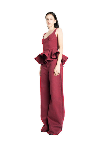 BURGUNDY DRILL BOYFRIEND JEANS marques almeida