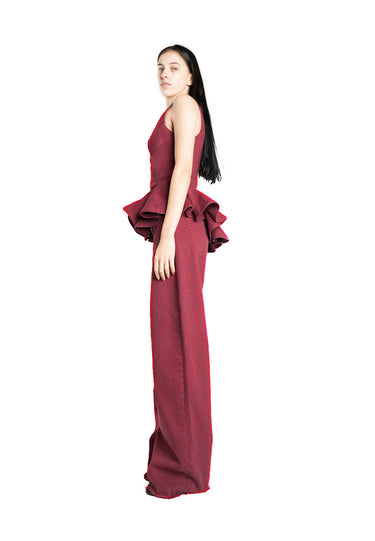 BURGUNDY DRILL BOYFRIEND JEANS marques almeida