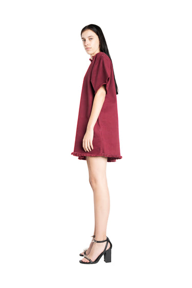 BURGUNDY DRILL T-SHIRT DRESS MARQUES ALMEIDA