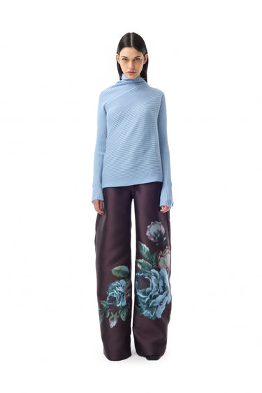 BURGUNDY FLOWER PRINTED BOYFRIEND PANTS marques almeida