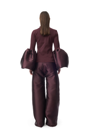 BURGUNDY MIKADO BOYFRIEND STYLE TROUSERS marques almeida