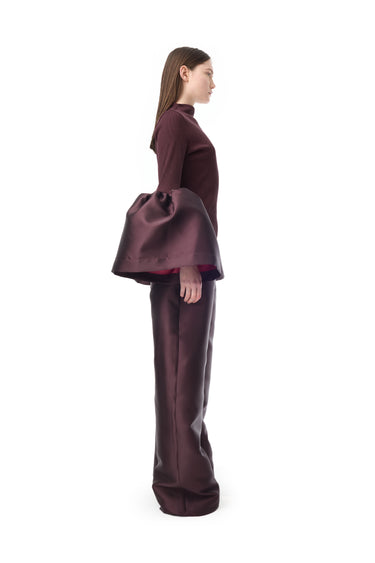 BURGUNDY MIKADO BOYFRIEND STYLE TROUSERS marques almeida