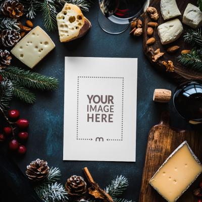 Christmas-Themed Invitation Card Mockup with Festive Design