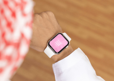 Close up Smartwatch Mockup Featuring a Man Looking at it