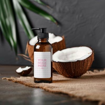 Coconut Oil Bottle Label Mockup for Product Advertisement