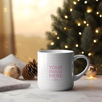 Coffee Cup Mockup Generator with Christmas Background