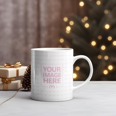 Coffee Cup Mockup with Festive Decorated Background