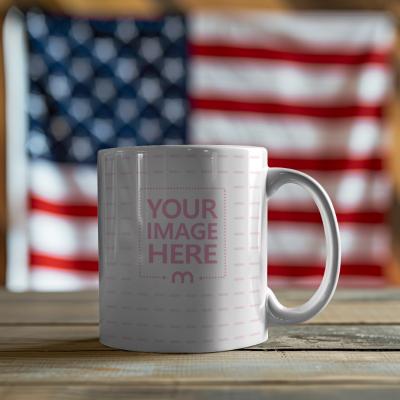 Coffee Mug Mockup with Patriotic American Background