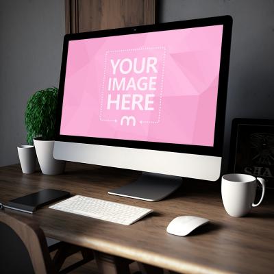 Cute Home Office Scene With iMac Mockup Generator