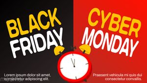 Cyber Monday And Black Friday Banner Template With Alarm Clock