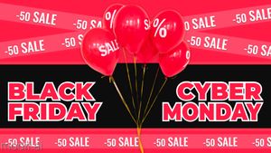 Cyber Monday And Black Friday Banner Template With Balloons