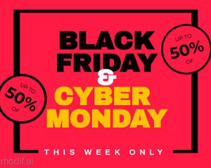 Cyber Monday And Black Friday Banner Template With Red Background