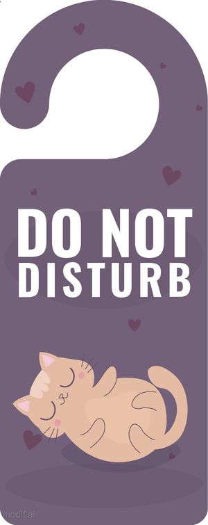 Door Hanger Design Template with Sleeping Cat Pattern