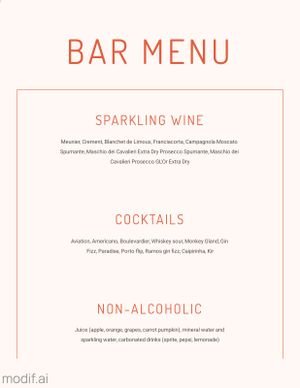 Drink Menu Template With Pink Background