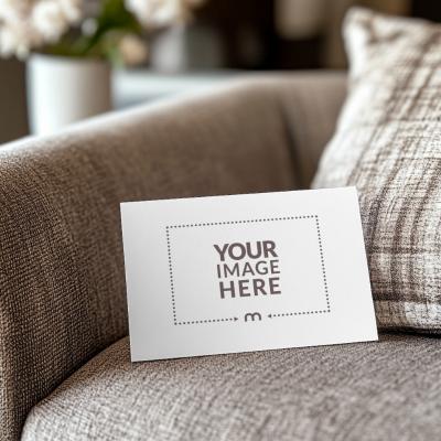 Elegant Business Card Mockup on Sofa Background