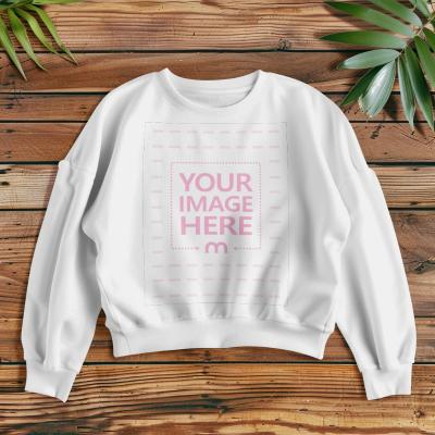 Female Full Sleeve Pullover Mockup on Wooden Background