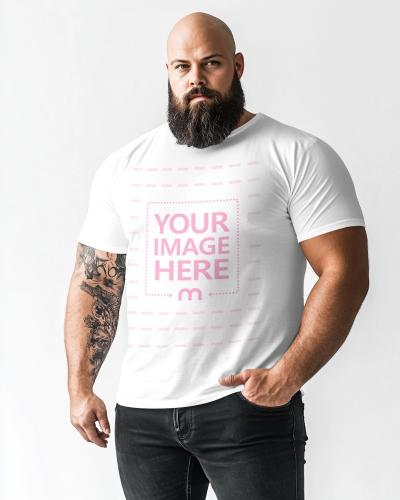 Muscular Fitness Model T-Shirt Mockup for Bold Apparel Designs