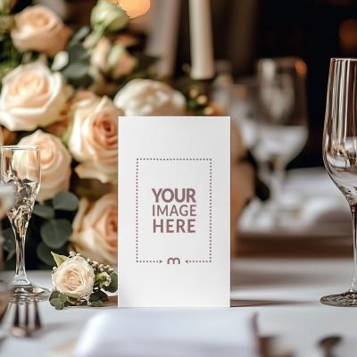 Floral Wedding Table Menu Mockup with Delicate Flower Accents