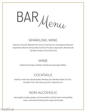 Framed Wedding Bar Drinks Menu Design Template