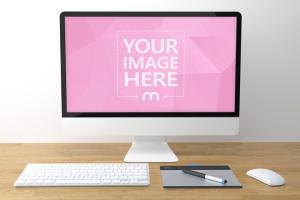 Front View of iMac on Desk Mockup