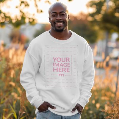 Full Sleeve Pullover Mockup on African American Outside