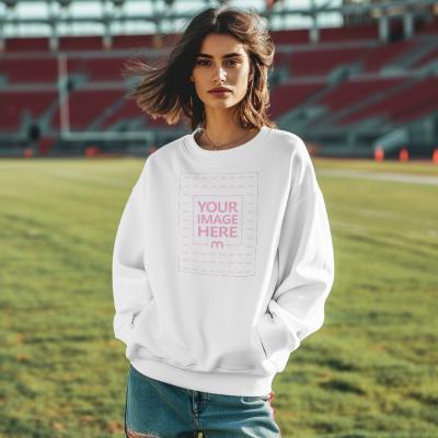 Full Sleeve Sweatshirt Mockup for Woman in Stadium Outdoor