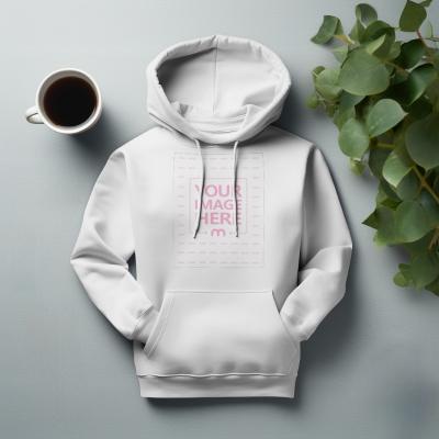 Full Sleeve Sweatshirt Mockup in Simple Background with Coffee