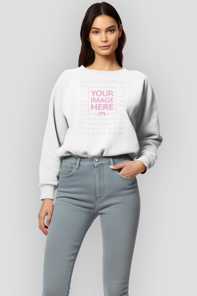 Full Sleeve Sweatshirt Mockup with Female Model in Isolated Background