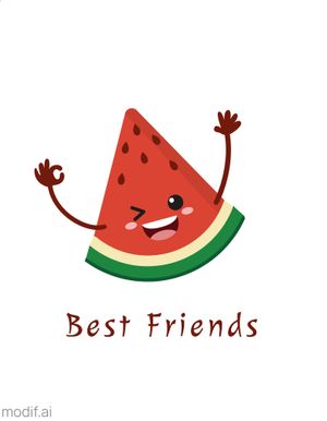 Fun Best Friends T-Shirt Design Template With Watermelon