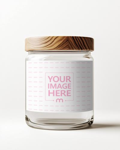 Glass Jar with Wooden Cap Label Mockup for Branding