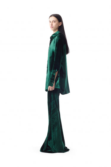 GREEN VELVET SHIRT WITH CUFF METAL RING marques almeida