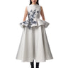 GREY FLOWER PRINTED PEPLUM TOP marques almeida