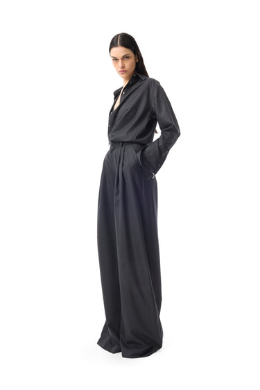 GREY PINSTRIPE WOOL PLEATED TROUSERS marques almeida