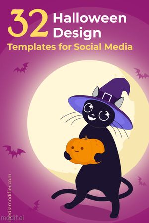 Halloween Pinterest Template with Cat in Hat