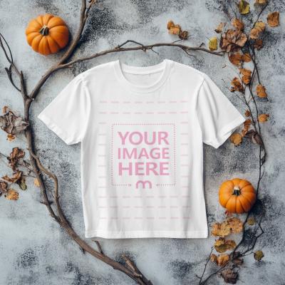 Halloween T-Shirt Mockup with Top-Down Perspective