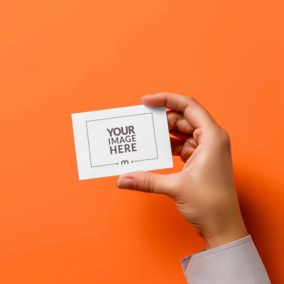 Business Card Mockup with Vibrant Orange Background