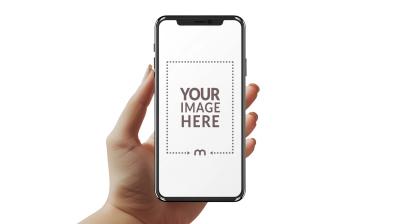 Hand-Held Smartphone Mockup with Isolated White Background